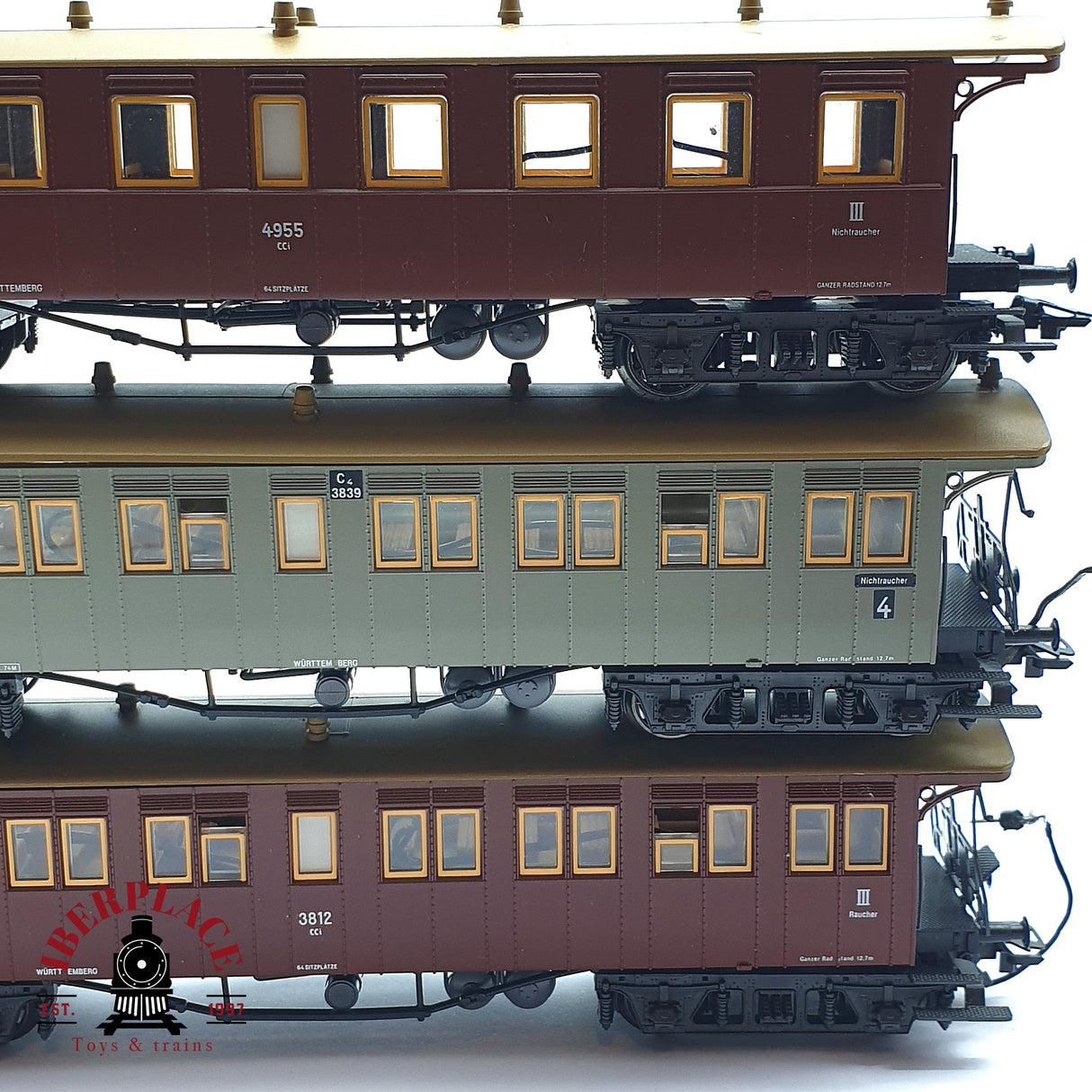 ♻️ 2da mano - Märklin 3x vagones pasajero expreso K.W.St.E H0 escala 1:87 EH010