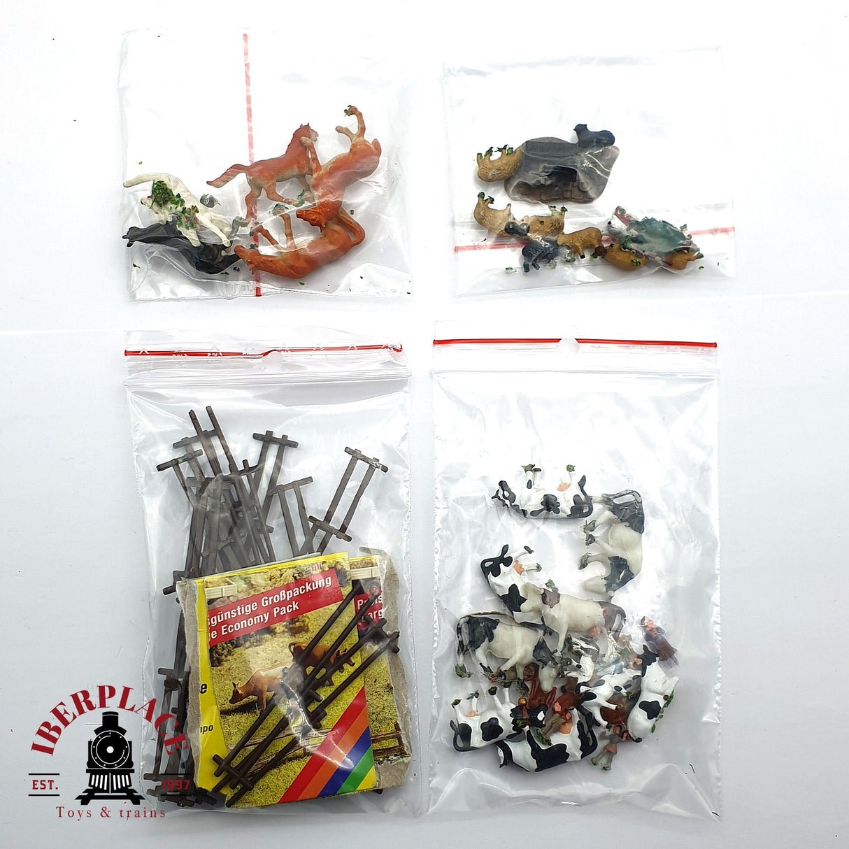 ♻️ 2da mano - Lote Figuras y accesorios para la granja vacas caballos H0 escala 1:87 EH010