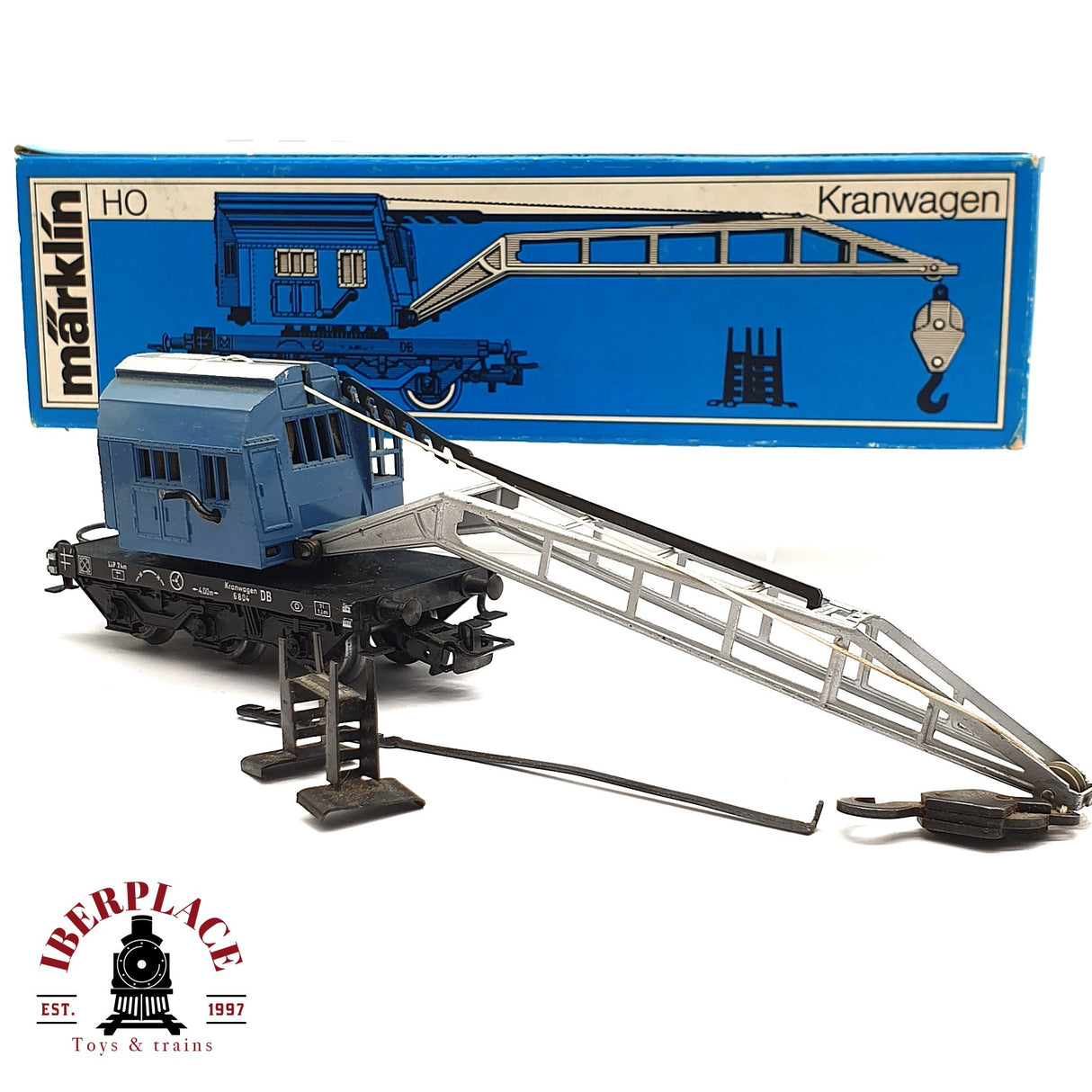♻️ 2da mano -  Märklin 4611 vagón grúa con gancho DB H0 escala 1:87 EH09