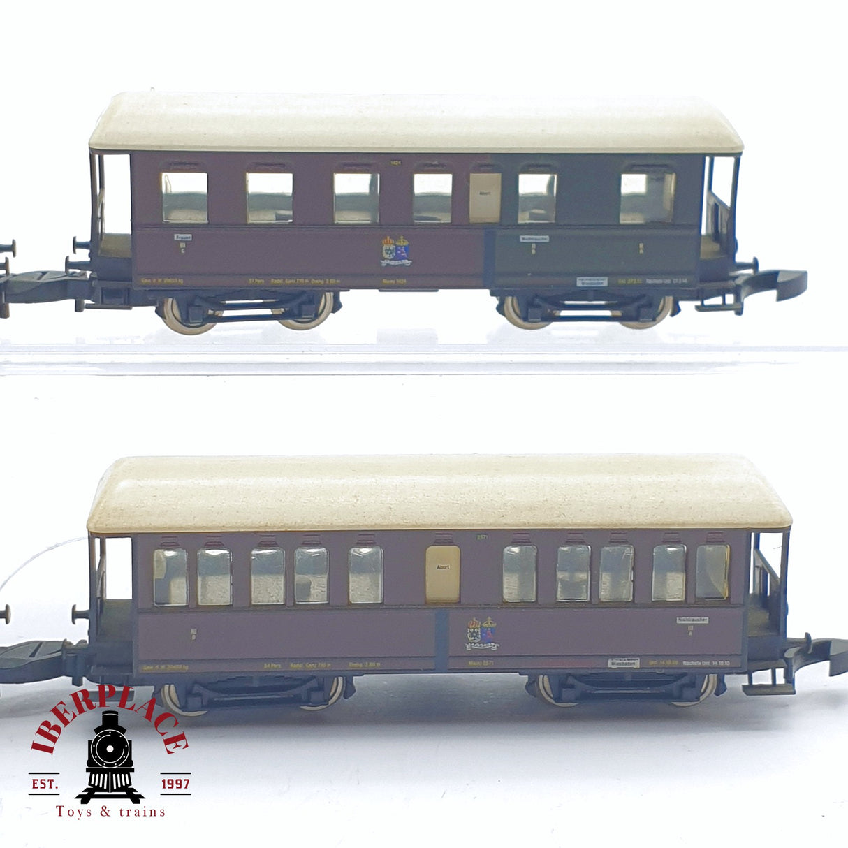 ♻️ 2 mano -  4x Märklin vagones pasajeros y equipaje Z escala 1:220 TEN06