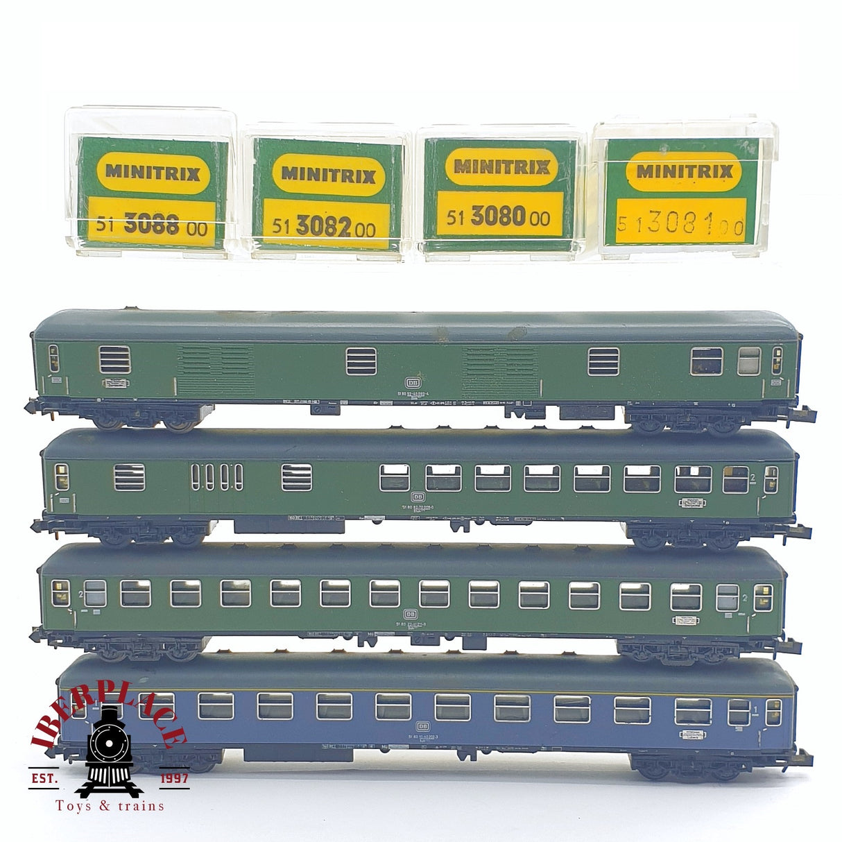 ♻️ 2 mano - Minitrix 4x vagones pasajero y equipaje clase 1-2 N escala 1:160 TEN06