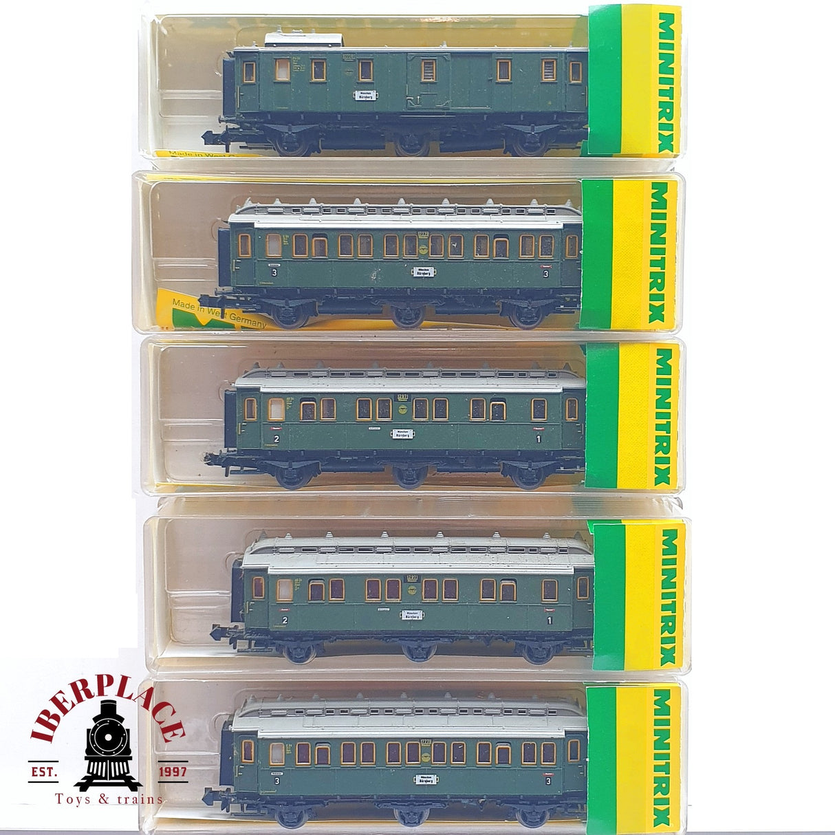 ♻️ 2 mano - Minitrix 5x vagones pasajeros DR clases 1-2-3 N escala 1:160 TEN06