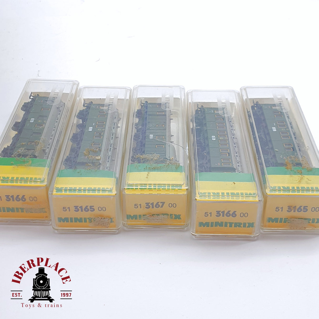 ♻️ 2 mano - Minitrix 5x vagones pasajeros DR clases 1-2-3 N escala 1:160 TEN06