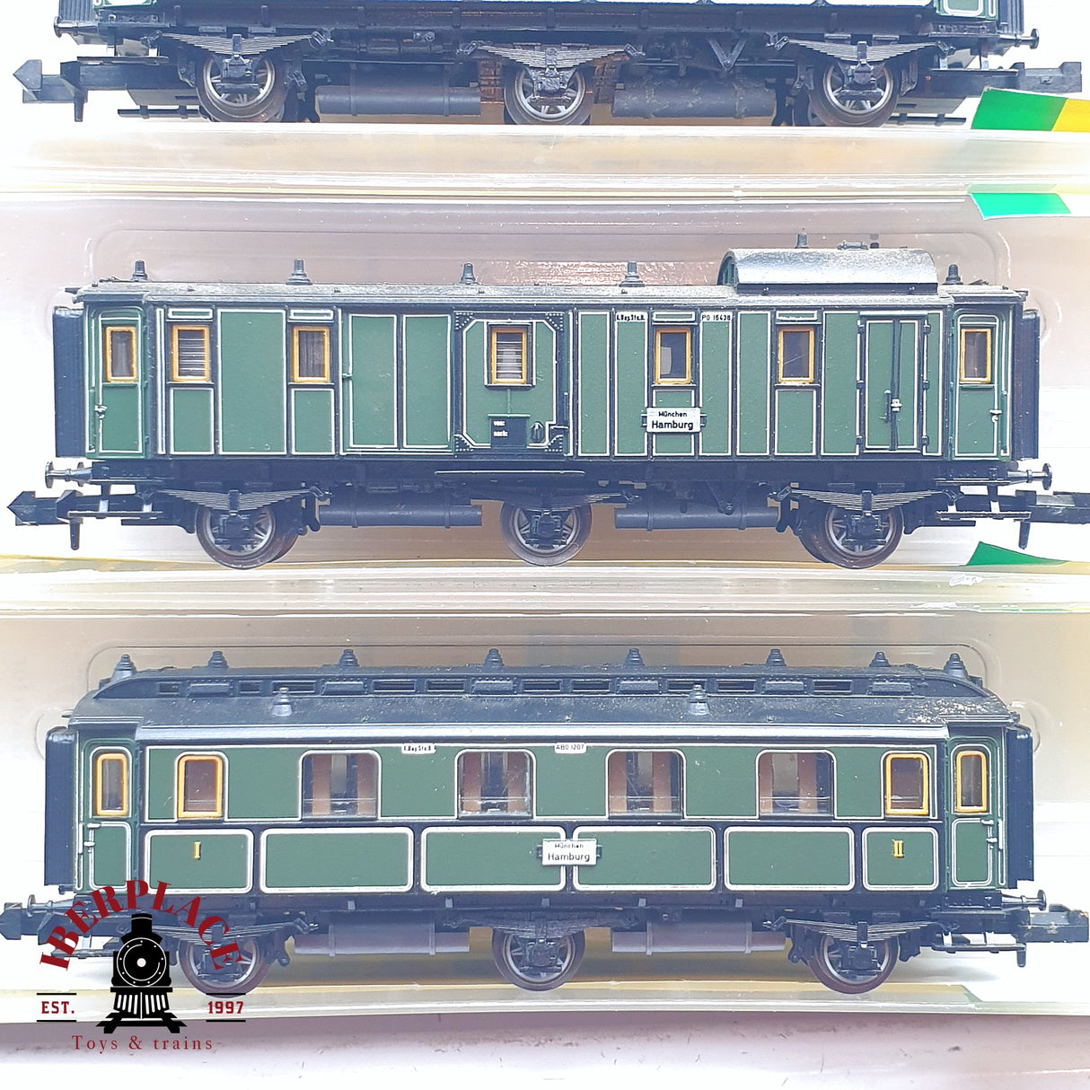 ♻️ 2 mano - Minitrix 4x vagones pasajeros K.Bay.Sts.B Hamburg N escala 1:160 TEN06