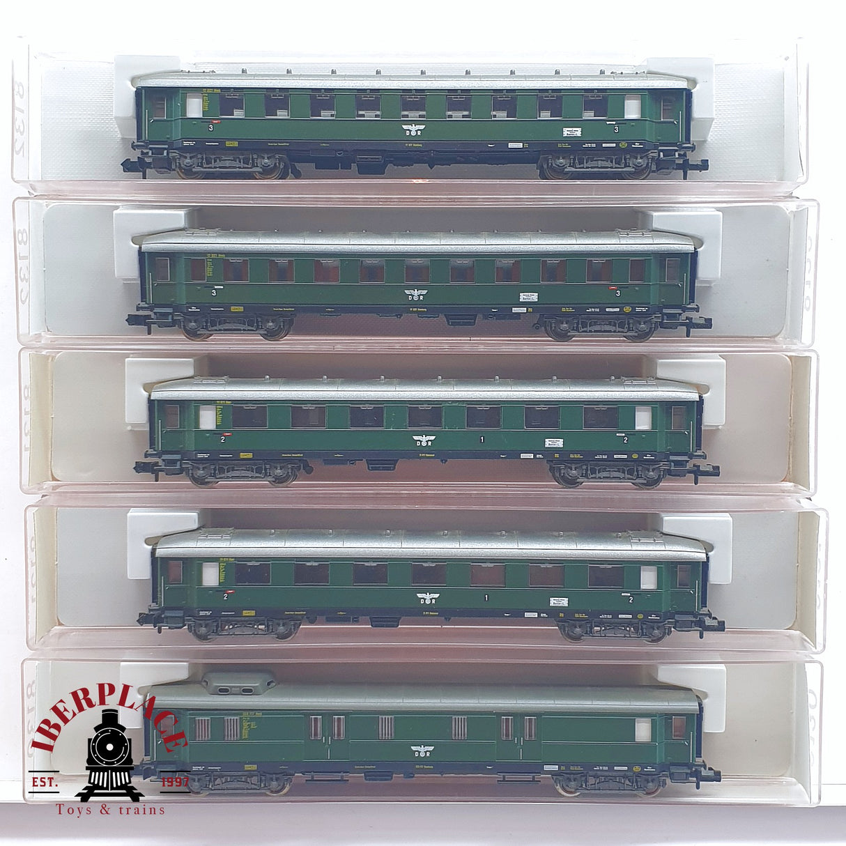 ♻️ 2 mano - Fleischmann 5x vagones pasajeros y equipaje DR clases 1-2-3 N escala 1:160 TEN06