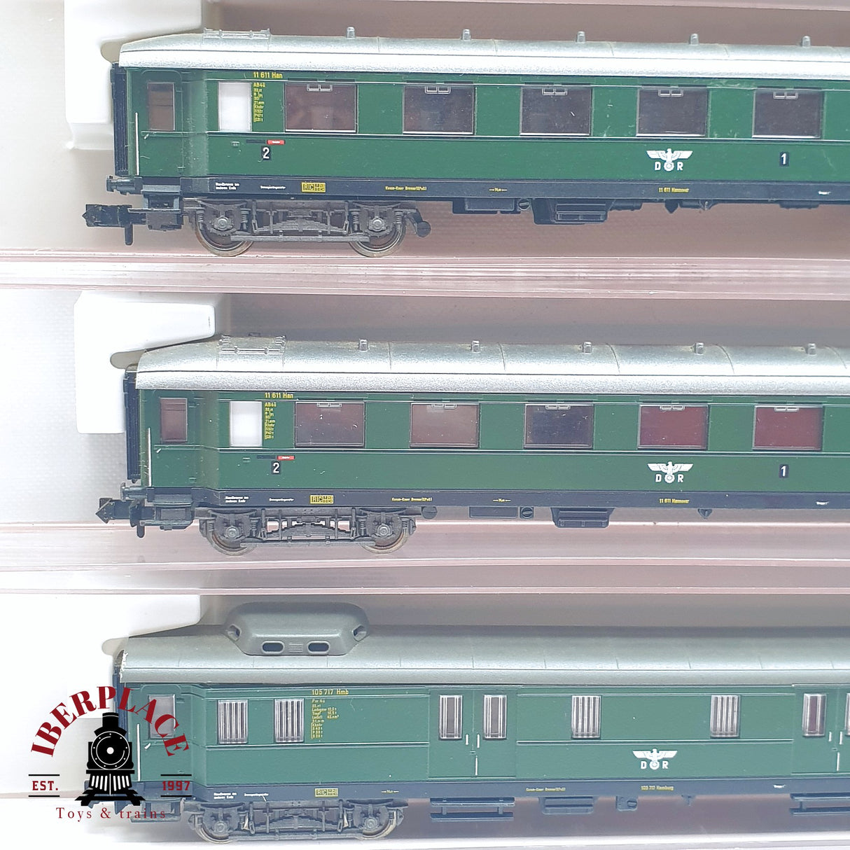 ♻️ 2 mano - Fleischmann 5x vagones pasajeros y equipaje DR clases 1-2-3 N escala 1:160 TEN06