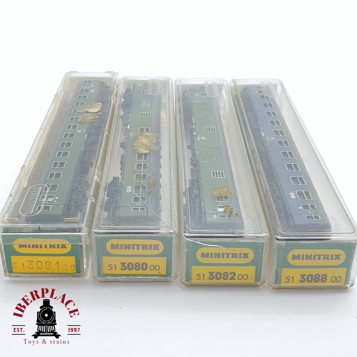 ♻️ 2 mano - Minitrix 4x vagones pasajero y equipaje clase 1-2 N escala 1:160 TEN06