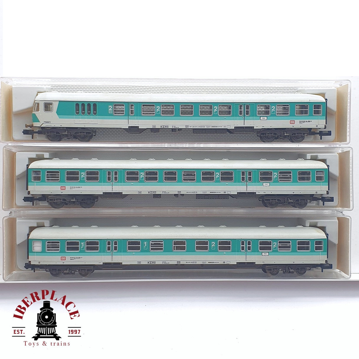 ♻️ 2 mano - Fleischmann 3x vagones pasajeros coche piloto DB clases 1-2 N escala 1:160 TEN06