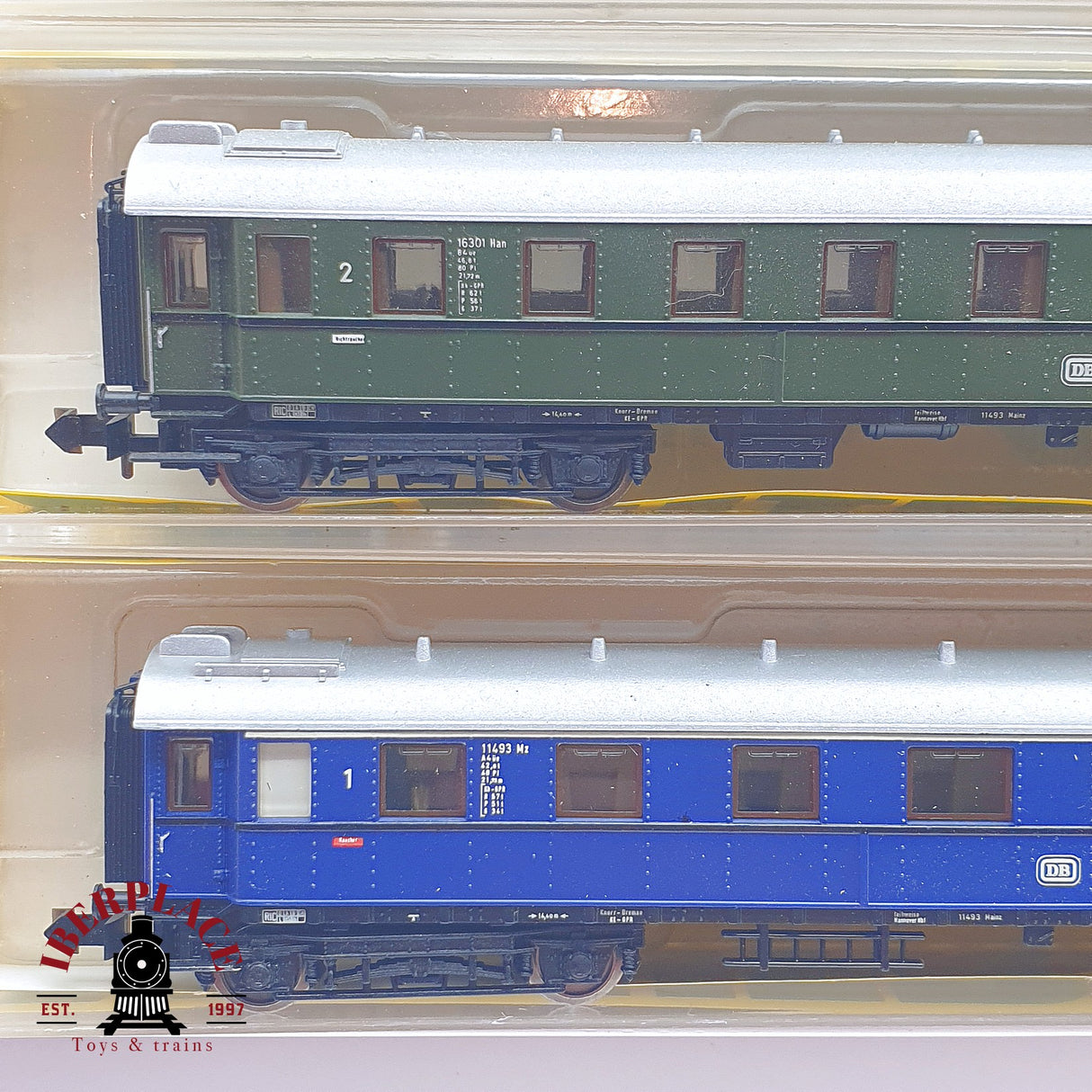 ♻️ 2 mano - Minitrix 3x vagones pasajeros y equipaje DB clases 1-2 N escala 1:160 TEN06