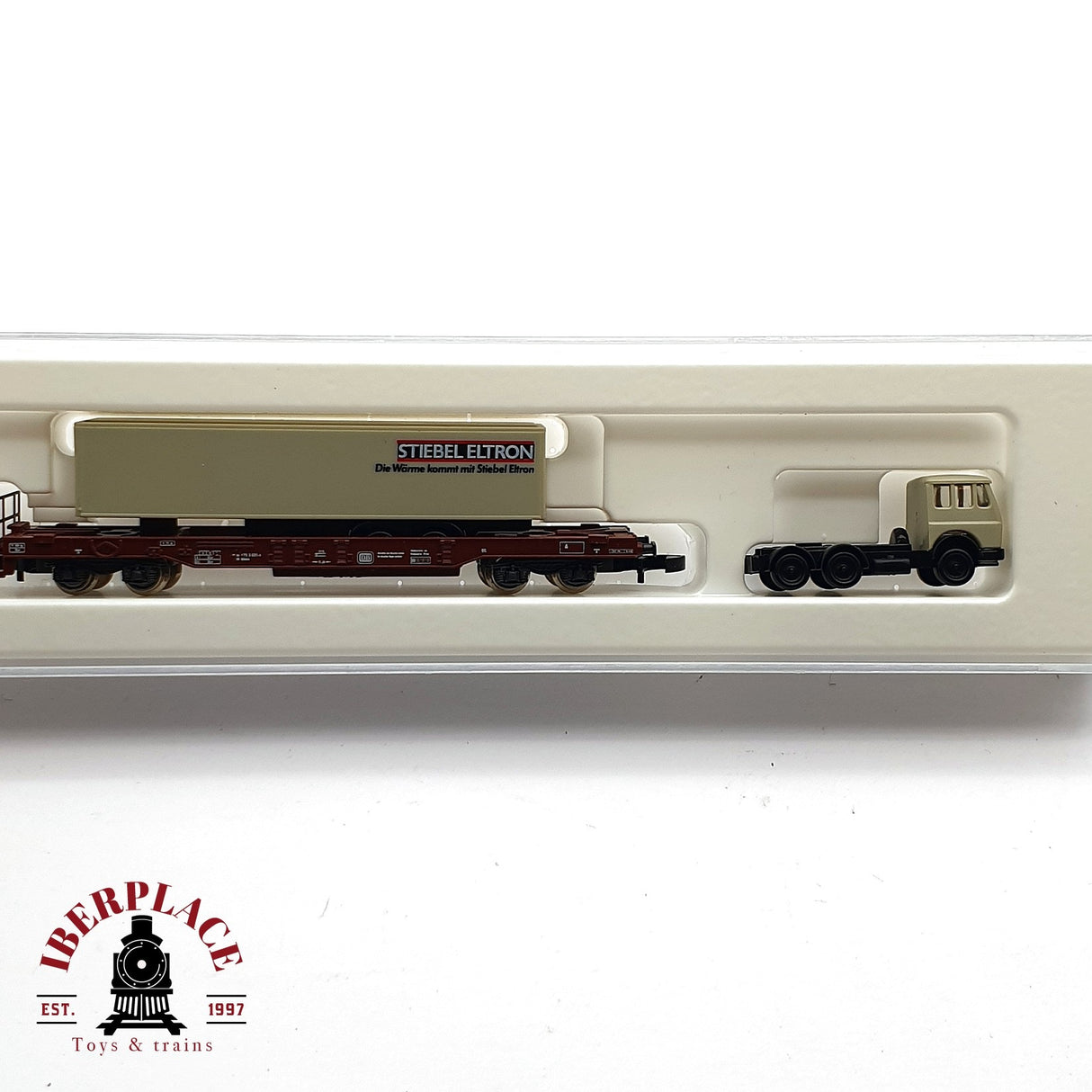 ♻️ 2 mano - Märklin 8662 vagón con contenedor Stiebel DB Z escala 1:220 EZ07