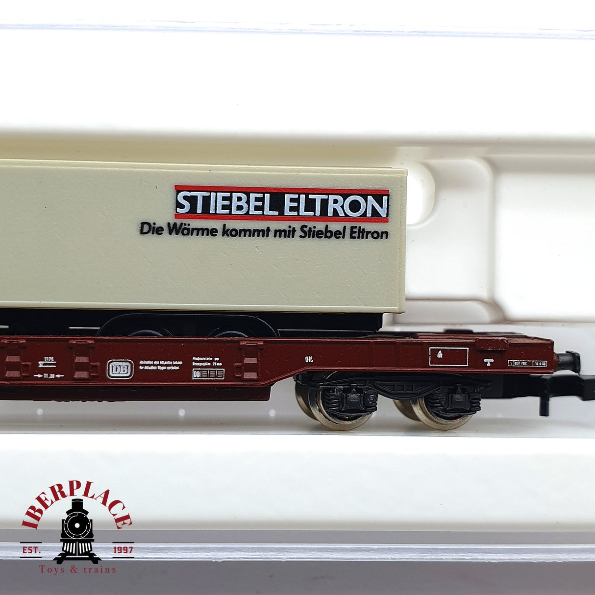 ♻️ 2 mano - Märklin 8662 vagón con contenedor Stiebel DB Z escala 1:220 EZ07
