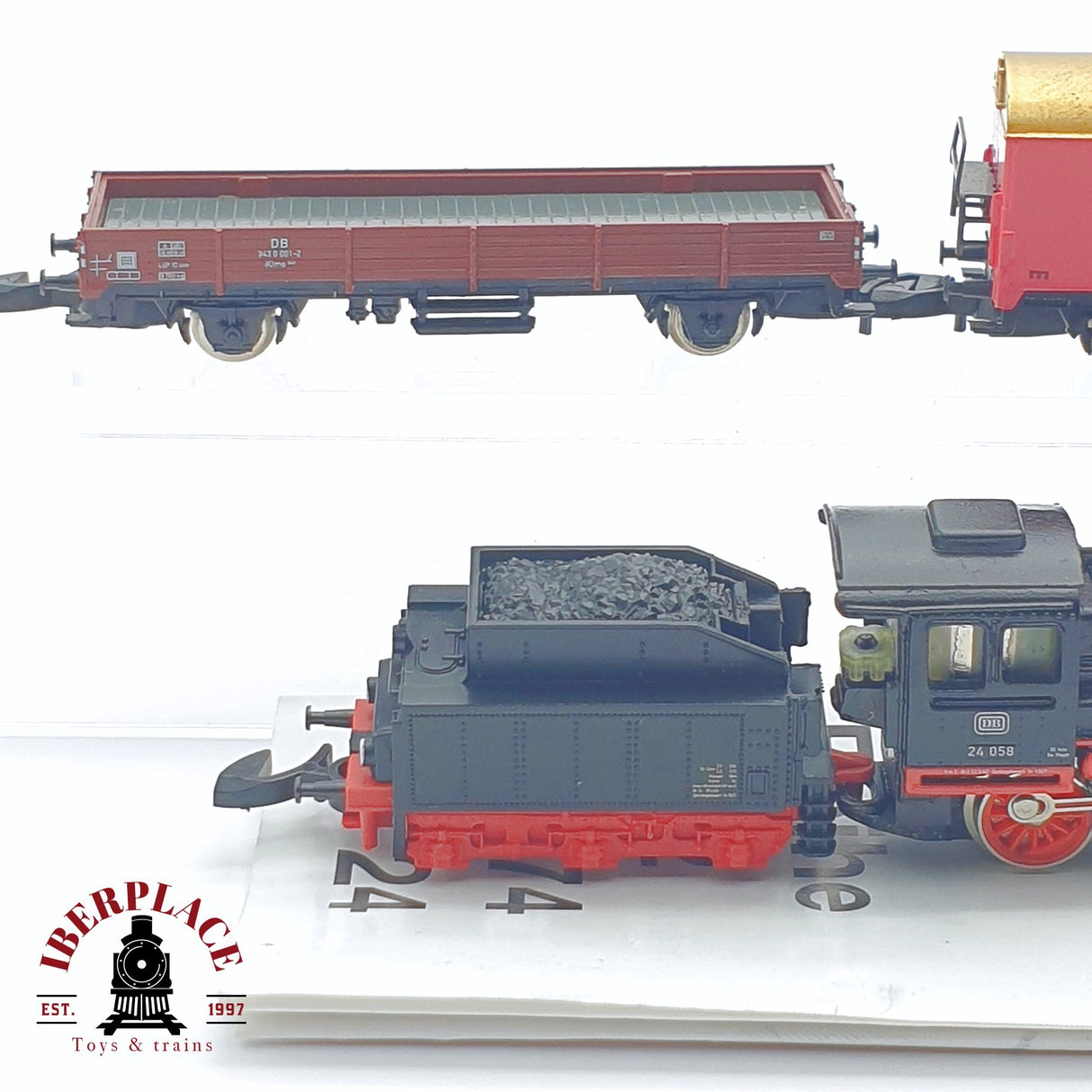 ♻️ 2 mano -  Märklin 3x Locomotora BR 24 DB vagones mercancias DB Z escala 1:220 AN03