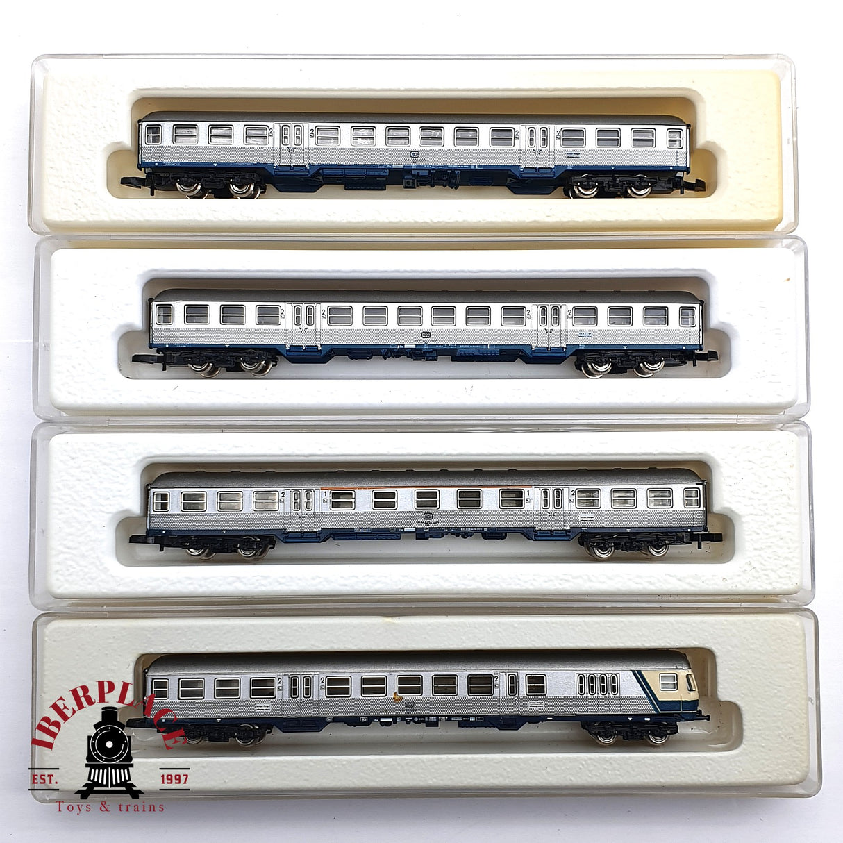 ♻️ 2 mano - Märklin 4x vagones pasajero clases 1-2 silver DB Z escala 1:220 EZ07