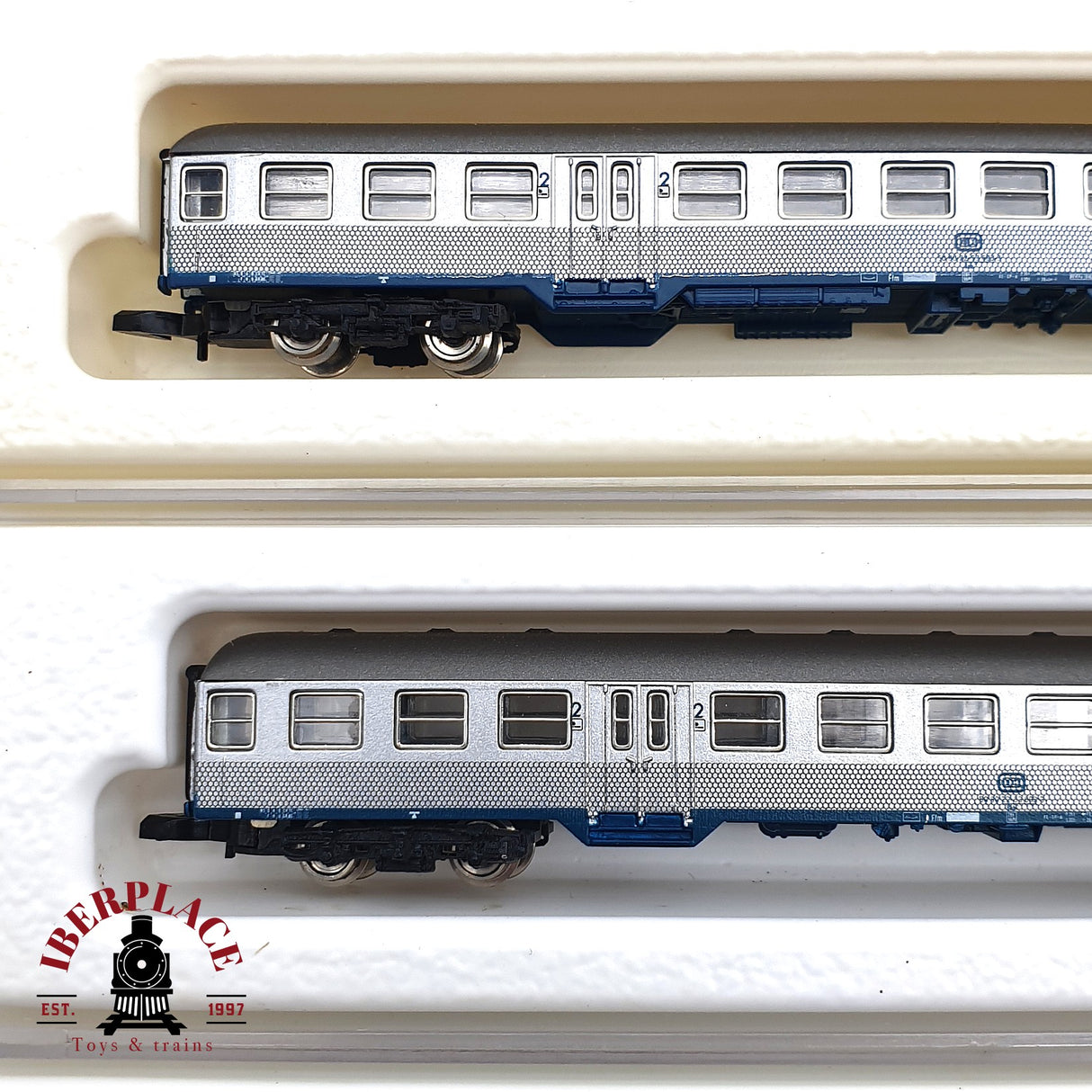 ♻️ 2 mano - Märklin 4x vagones pasajero clases 1-2 silver DB Z escala 1:220 EZ07