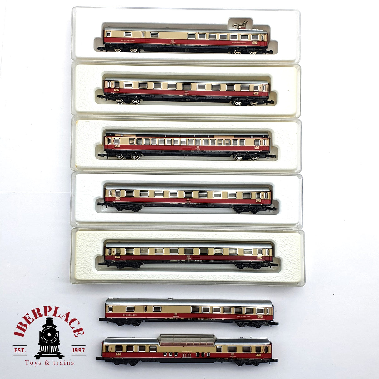 ♻️ 2 mano - Märklin 7x vagones pasajero y restaurante DB Z escala 1:220 EZ07