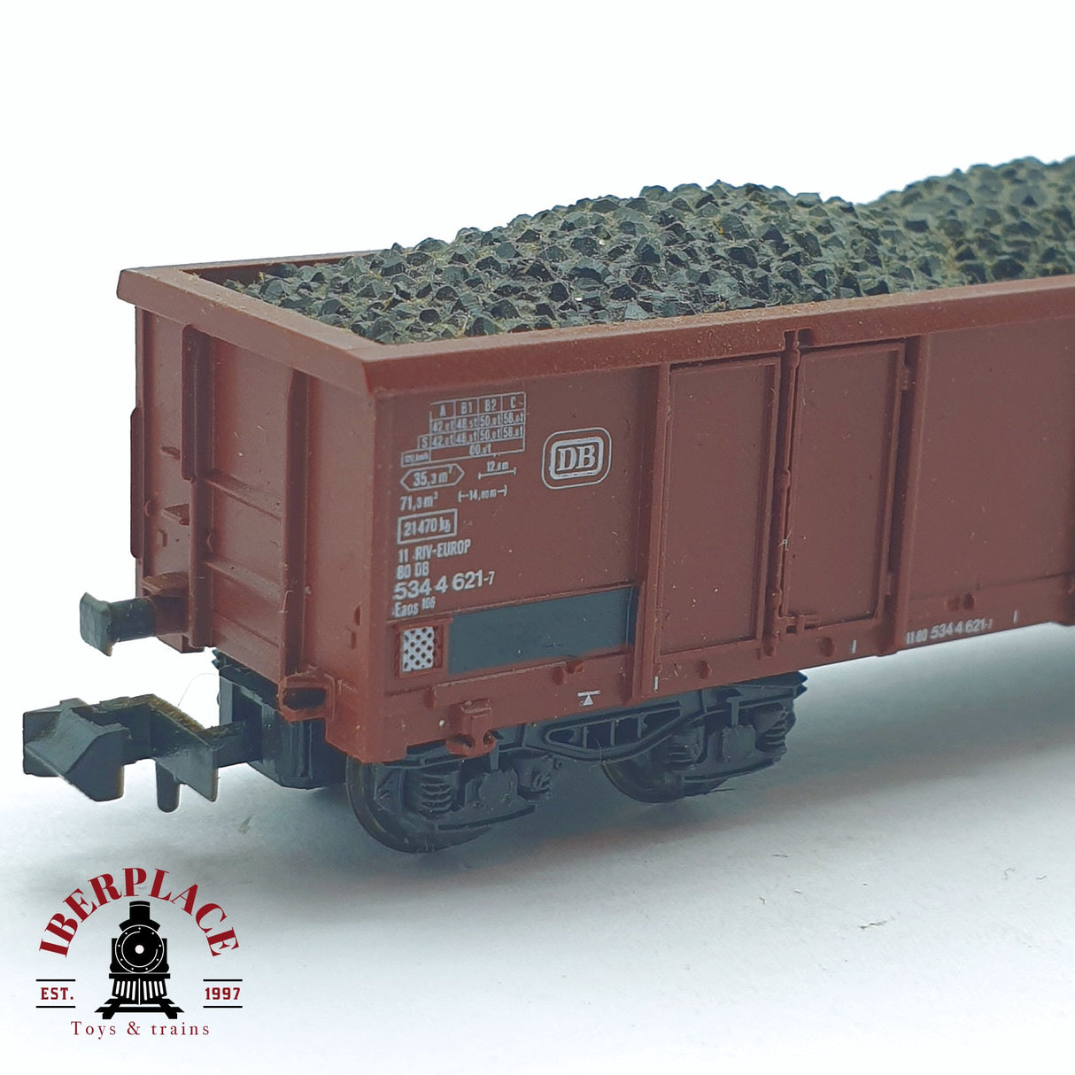 ♻️ 2 mano -  Roco 25335 vagón abierto con carbón DB N escala 1:160 AN03