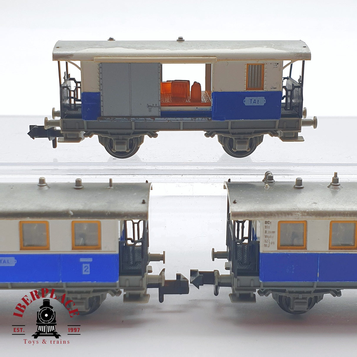 ♻️ 2 mano - 3x Fleischmann vagones pasajero y equipaje TAL N escala 1:160 AN03