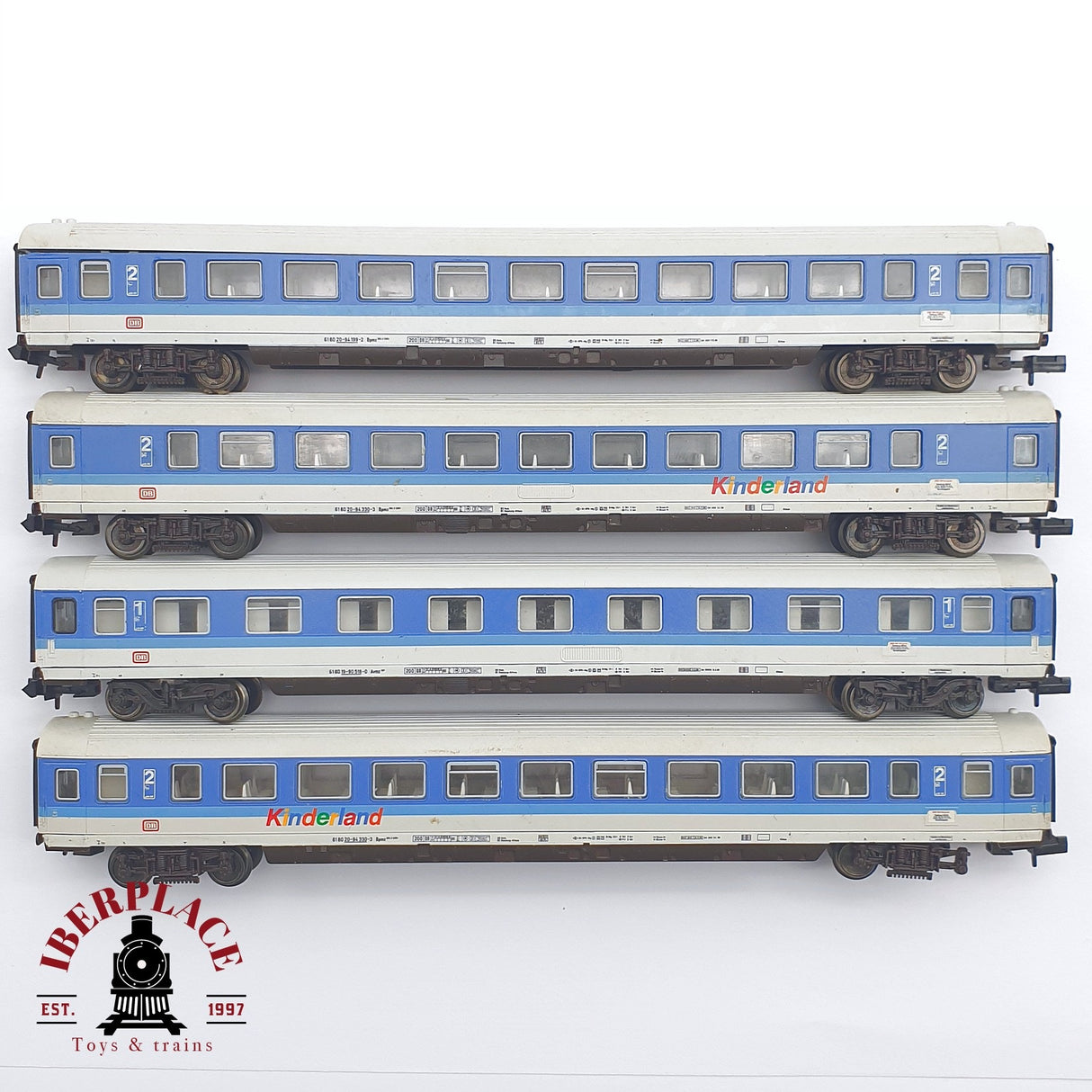 ♻️ 2 mano -  4x Fleischmann vagones pasajero DB Kinderland N escala 1:160 AN03