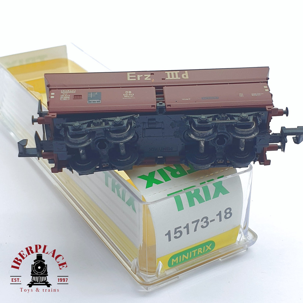 ♻️ 2 mano -  Minitrix 15173-18 vagón mercancias Erz DB 610 N escala 1:160 AN03