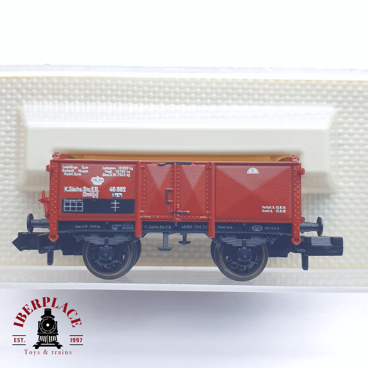 ♻️ 2 mano -  Fleischmann 8883 vagón abierto K.Sächs.Sts.E.B N escala 1:160 AN03