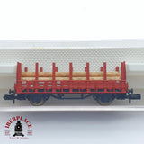 ♻️ 2 mano -  Fleischmann 8202 vagón telero con troncos DB N escala 1:160 AN03