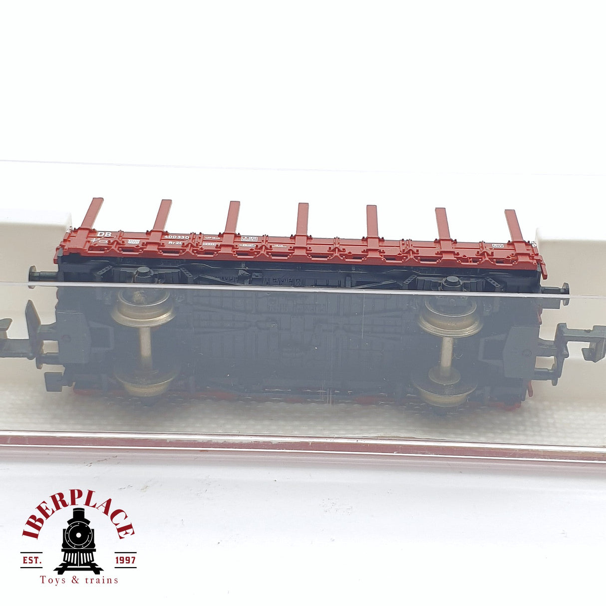 ♻️ 2 mano -  Fleischmann 8202 vagón telero con troncos DB N escala 1:160 AN03