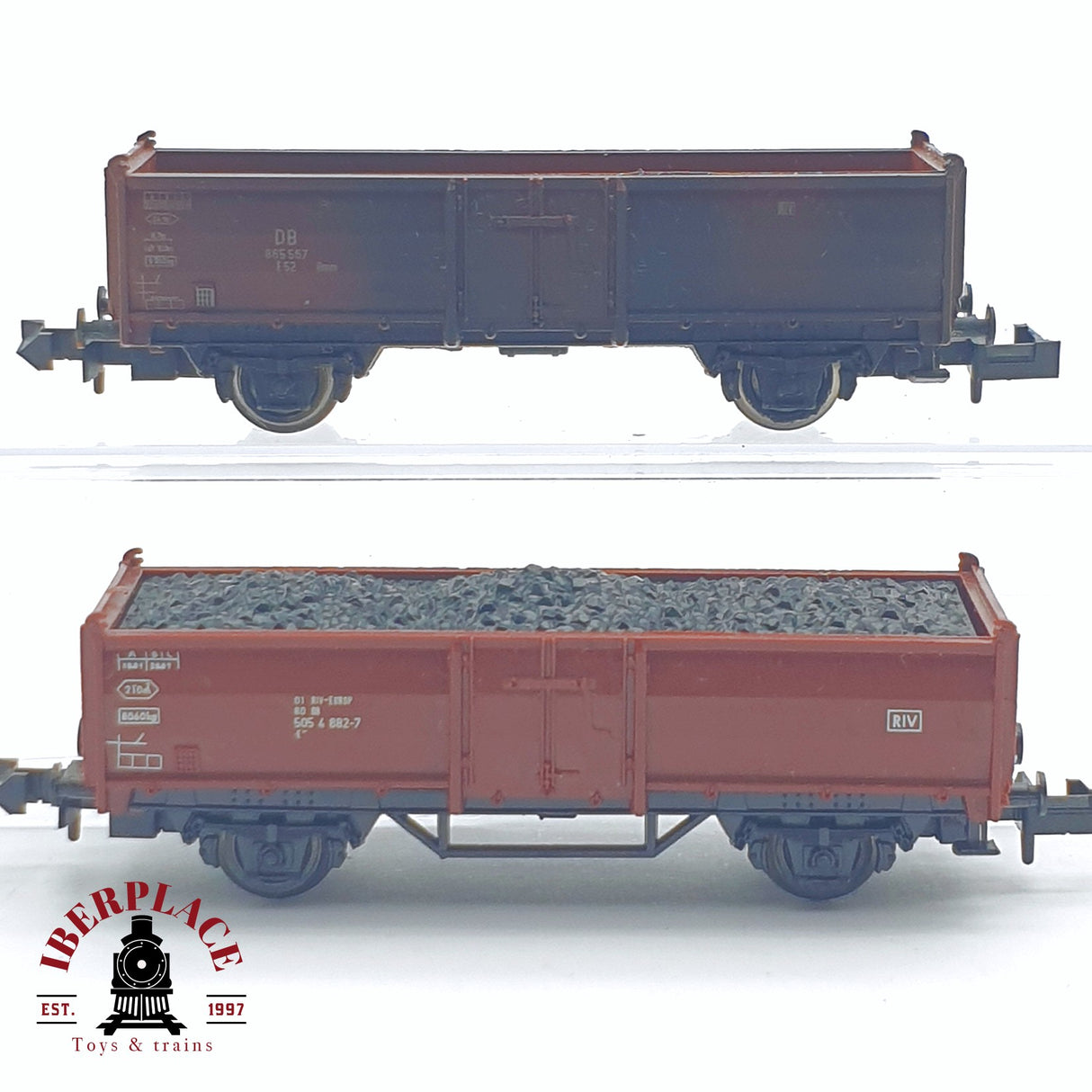 ♻️ 2 mano -  Roco 2x vagones abiertos de borde alto Europ DB N escala 1:160 AN03