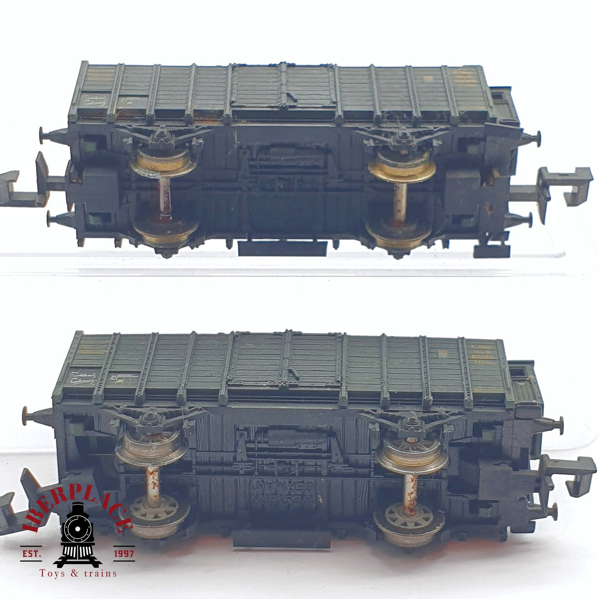 ♻️ 2 mano -  Minitrix 2x vagones con garita K.Bay.Sts.B N escala 1:160 AN03