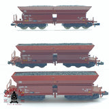 ♻️ 2 mano -  Roco 3x vagones Tolva con carbón DB N escala 1:160 AN03