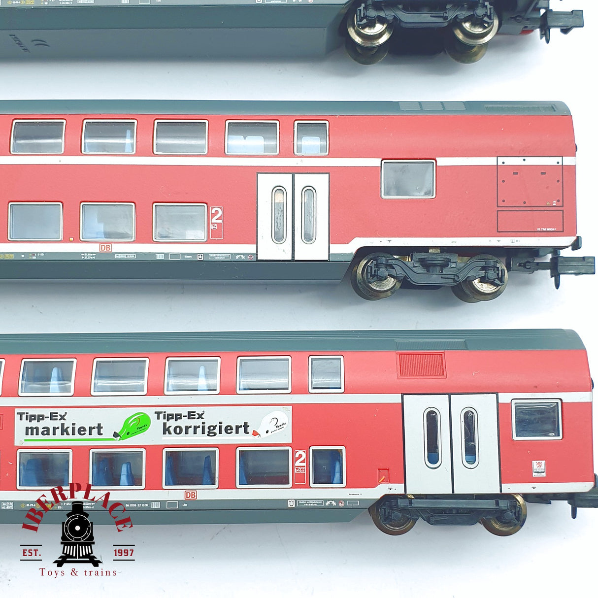 ♻️ 2 mano - Minitrix 4x vagones pasajero de doble piso RE1 DB clase 1-2 N escala 1:160 TEN06