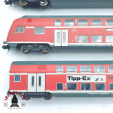 ♻️ 2 mano - Minitrix 4x vagones pasajero de doble piso RE1 DB clase 1-2 N escala 1:160 TEN06