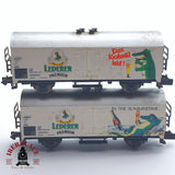 ♻️ 2 mano - Minitrix 13913K vagones cerveceros Lederer DB N escala 1:160 TEN06