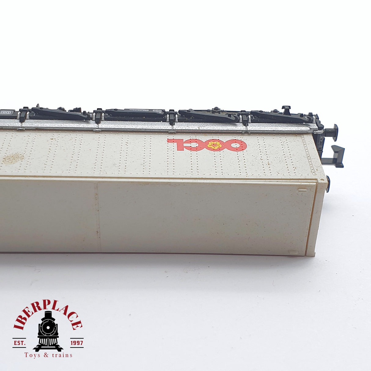 ♻️ 2 mano - Fleischmann 8250K vagón estacas con contenedores evergreen DB N escala 1:160 TEN06