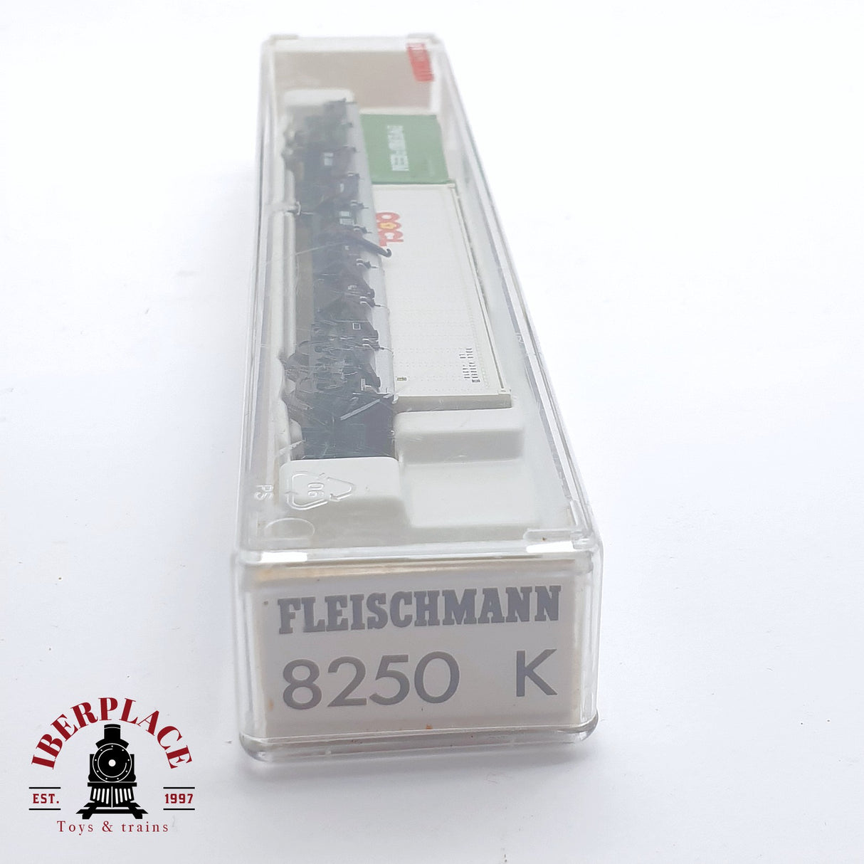 ♻️ 2 mano - Fleischmann 8250K vagón estacas con contenedores evergreen DB N escala 1:160 TEN06