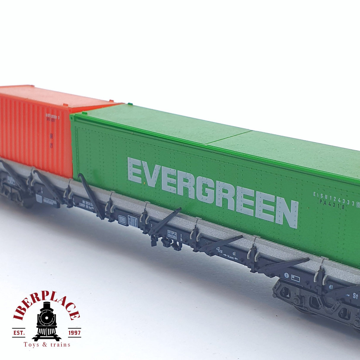 ♻️ 2 mano - Fleischmann 8249K vagón estacas con contenedores evergreen DB N escala 1:160 TEN06