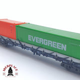 ♻️ 2 mano - Fleischmann 8249K vagón estacas con contenedores evergreen DB N escala 1:160 TEN06