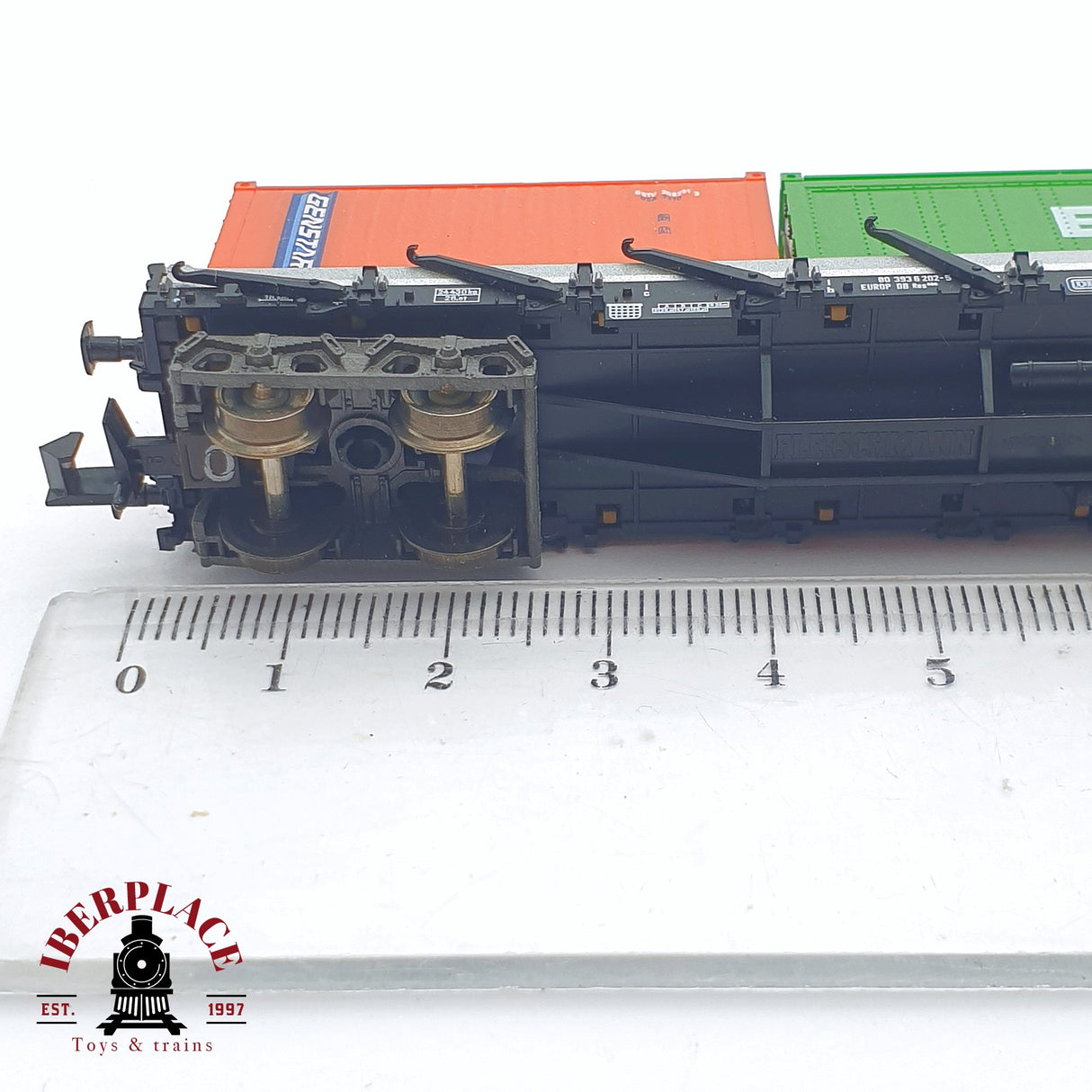 ♻️ 2 mano - Fleischmann 8249K vagón estacas con contenedores evergreen DB N escala 1:160 TEN06