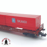 ♻️ 2 mano - Fleischmann 25307 vagón plataforma contenedores Skandi DB N escala 1:160 TEN06