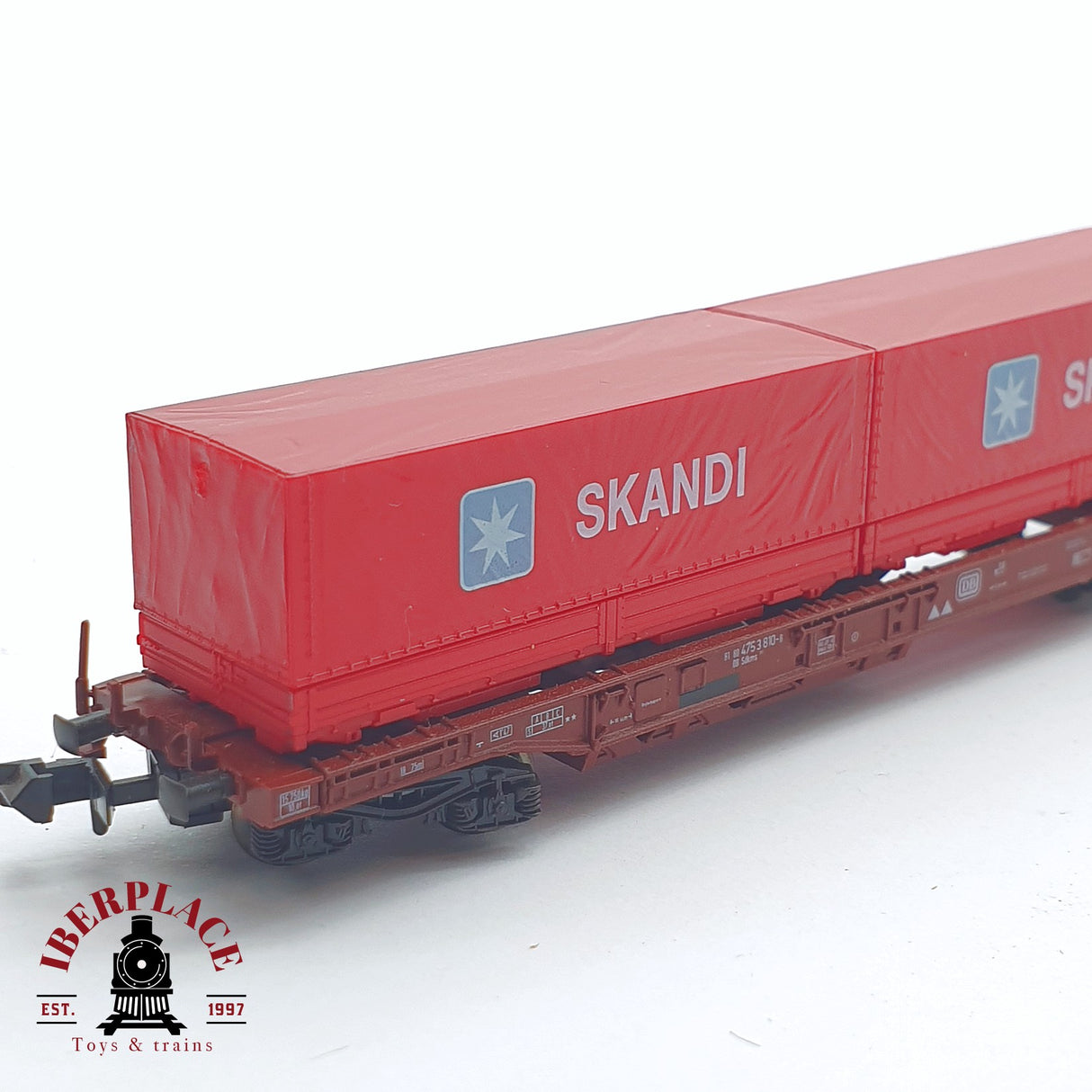 ♻️ 2 mano - Fleischmann 25307 vagón plataforma contenedores Skandi DB N escala 1:160 TEN06