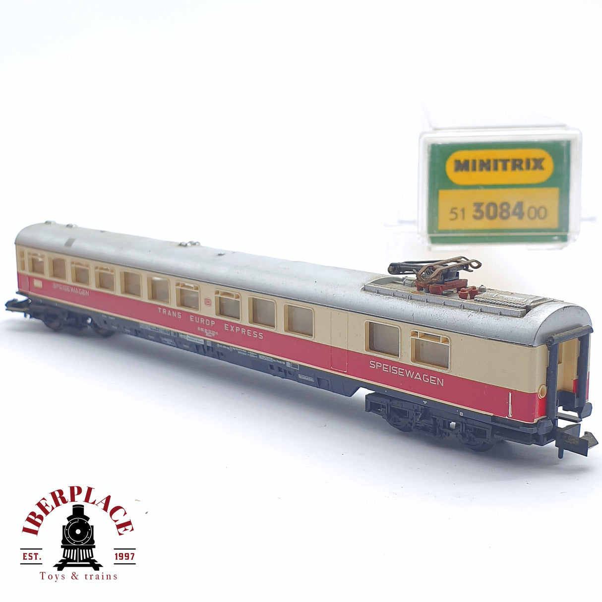 ♻️ 2 mano - Minitrix 51 3084 00 vagón restaurante DB Trans Europ Express N escala 1:160 TEN06