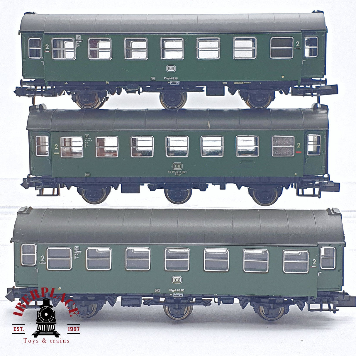 ♻️ 2 mano - 3x Fleischmann vagones pasajeros DB clase 2 N escala 1:160 TEN06