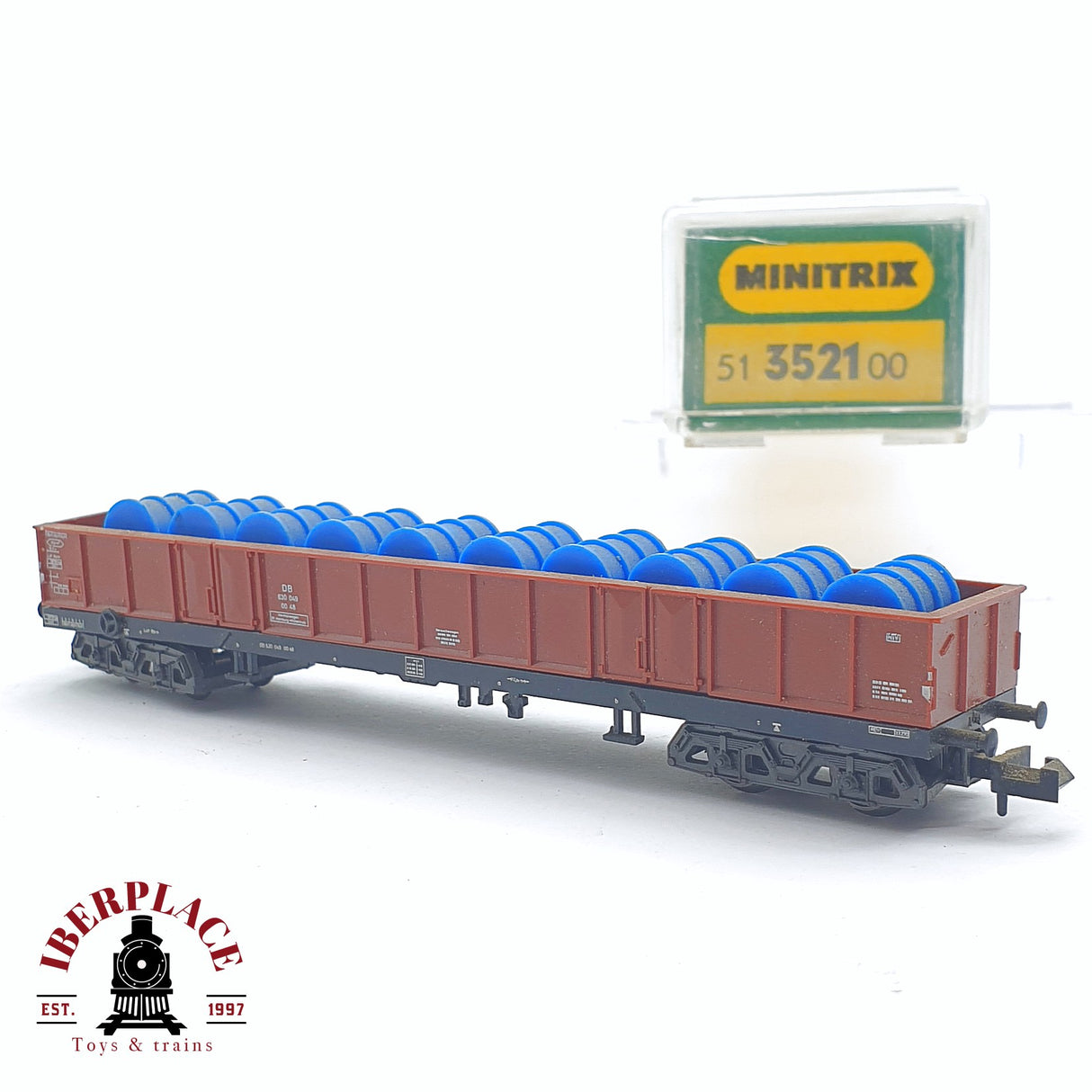 ♻️ 2 mano - Minitrix 51 3521 00 vagón mercancía DB N escala 1:160 TEN06