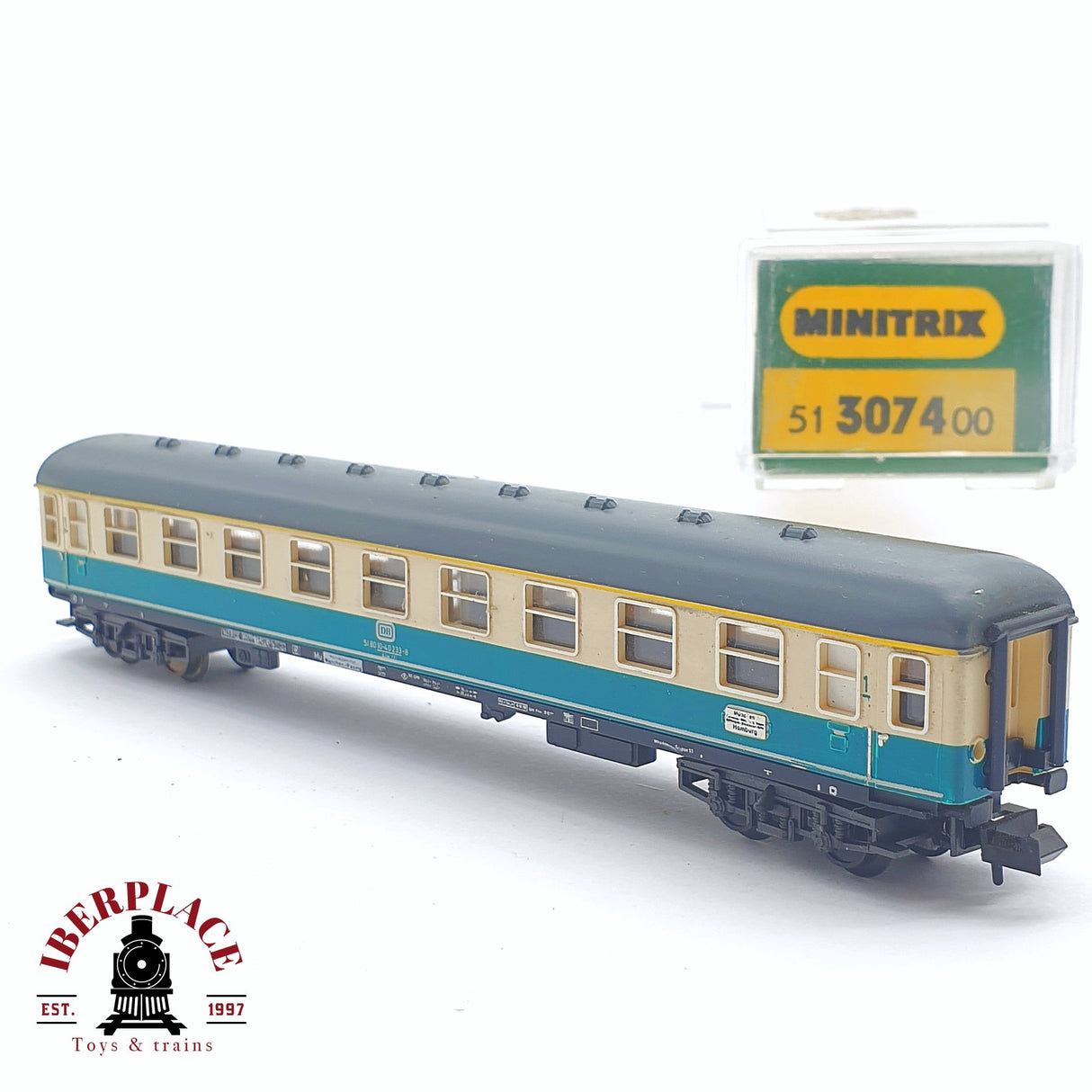 ♻️ 2 mano - Minitrix 51 3074 00 vagón pasajeros DB clase 1 N escala 1:160 TEN06