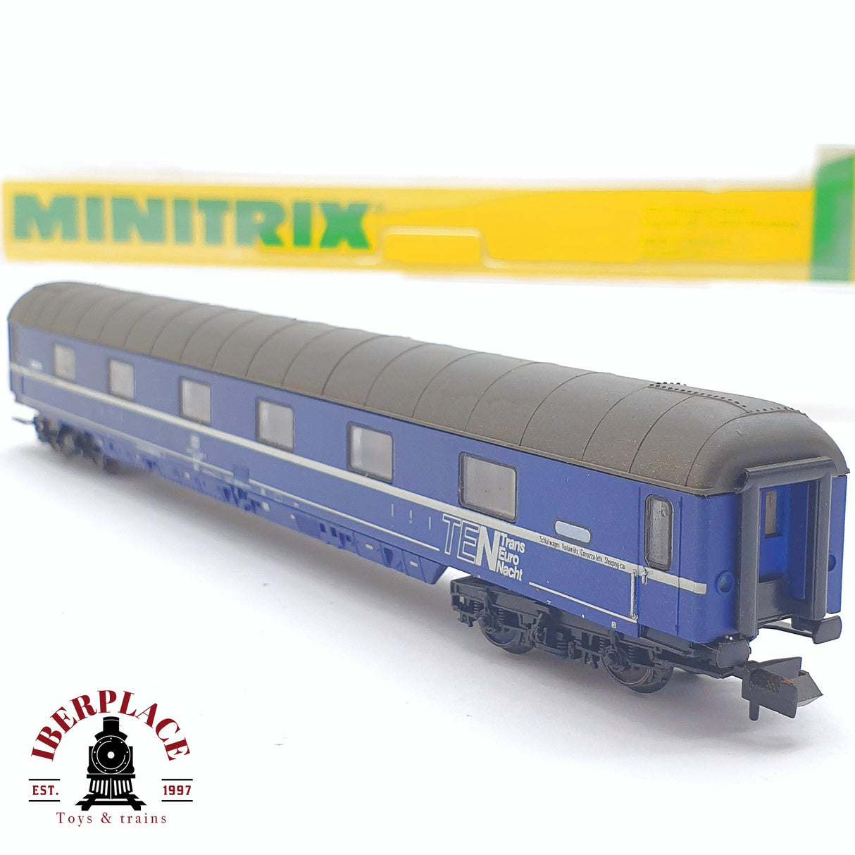 ♻️ 2 mano - Minitrix 13380 vagón pasajeros Trans Europ Nacht N escala 1:160 TEN06