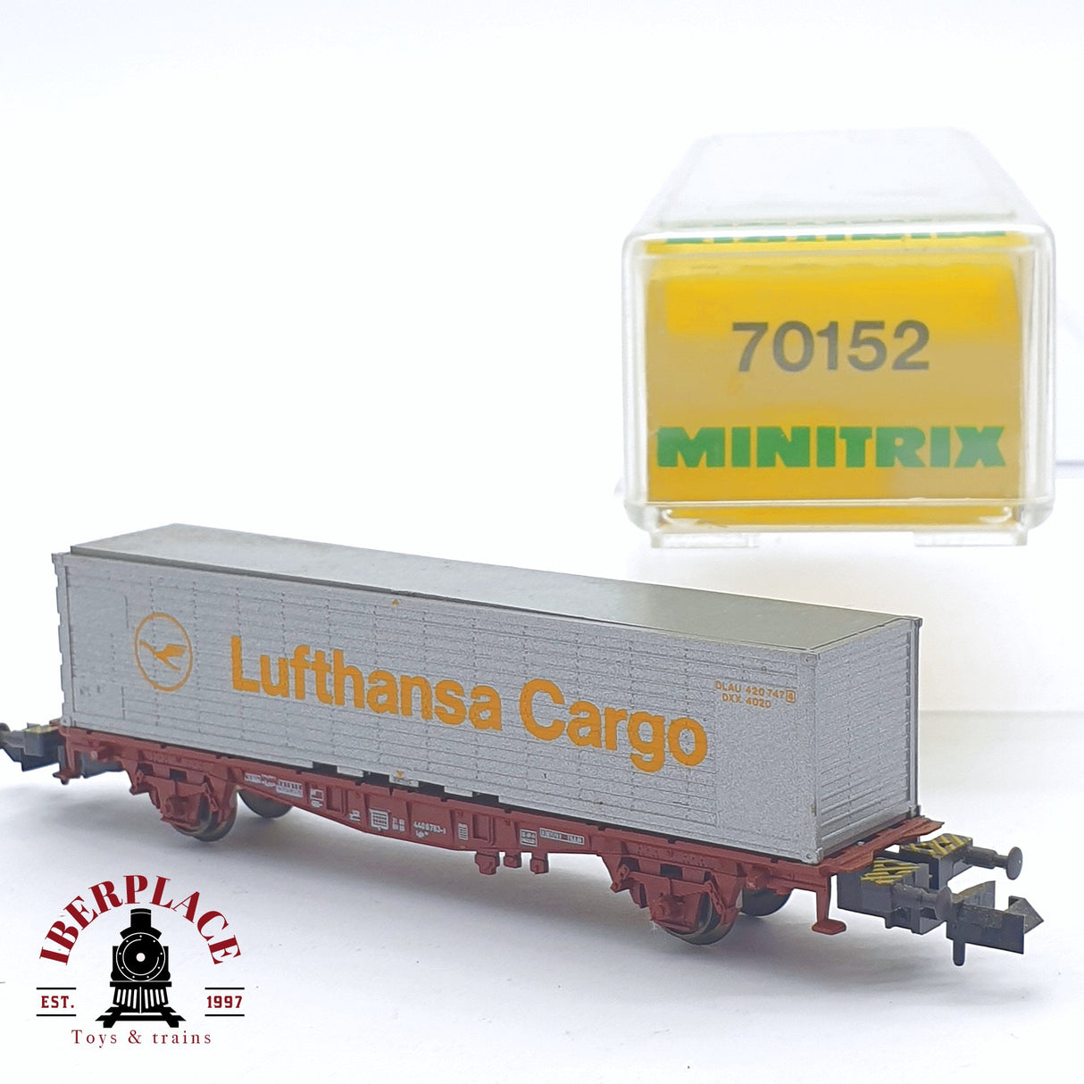 ♻️ 2 mano - Minitrix 70152 vagón contenedor Lufthansa Cargo N escala 1:160 TEN06