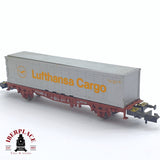 ♻️ 2 mano - Minitrix 70152 vagón contenedor Lufthansa Cargo N escala 1:160 TEN06