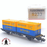 ♻️ 2 mano - Fleischmann 8233 vagón con contenedores DANZAS Gentransco DB N escala 1:160 TEN06