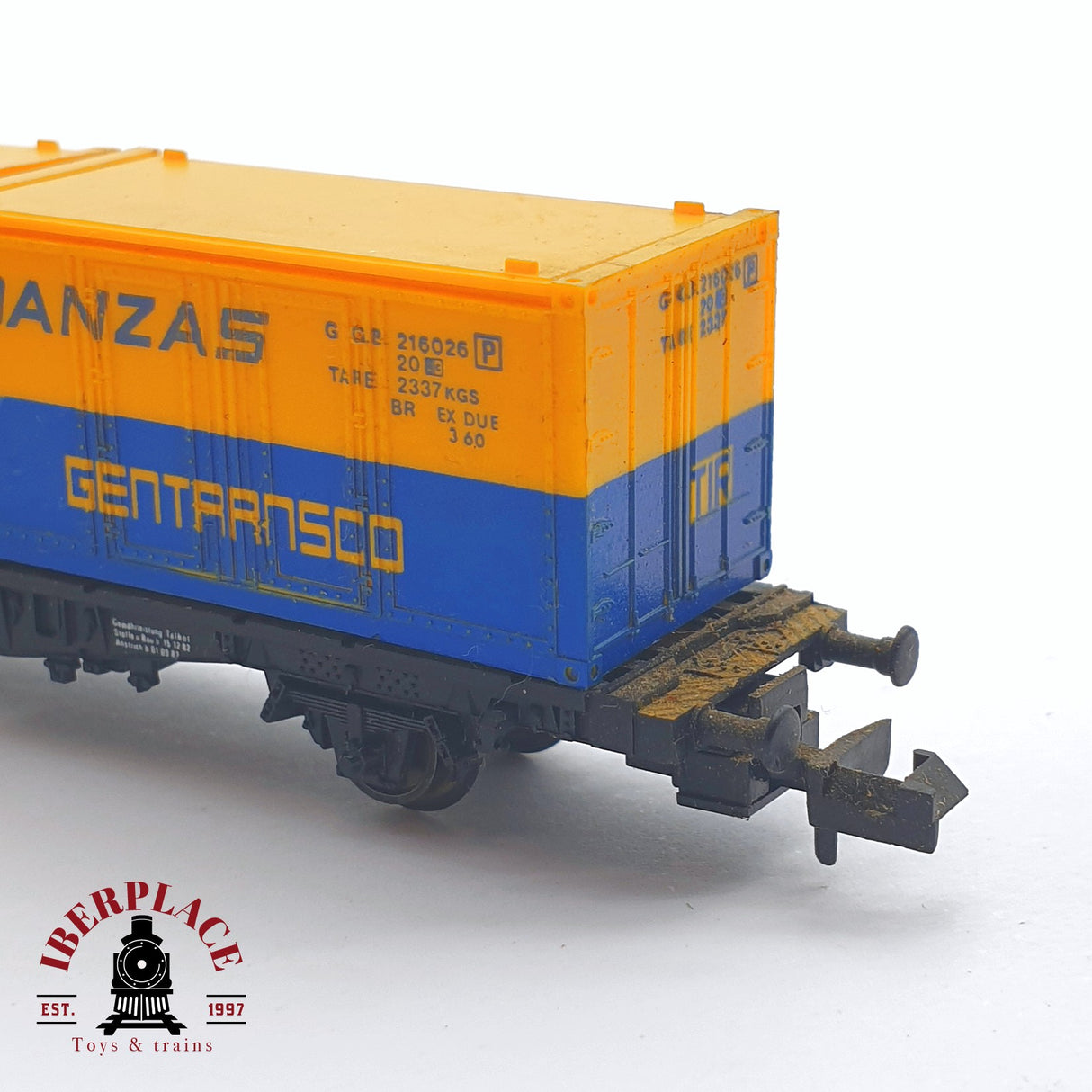 ♻️ 2 mano - Fleischmann 8233 vagón con contenedores DANZAS Gentransco DB N escala 1:160 TEN06