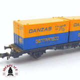 ♻️ 2 mano - Fleischmann 8233 vagón con contenedores DANZAS Gentransco DB N escala 1:160 TEN06