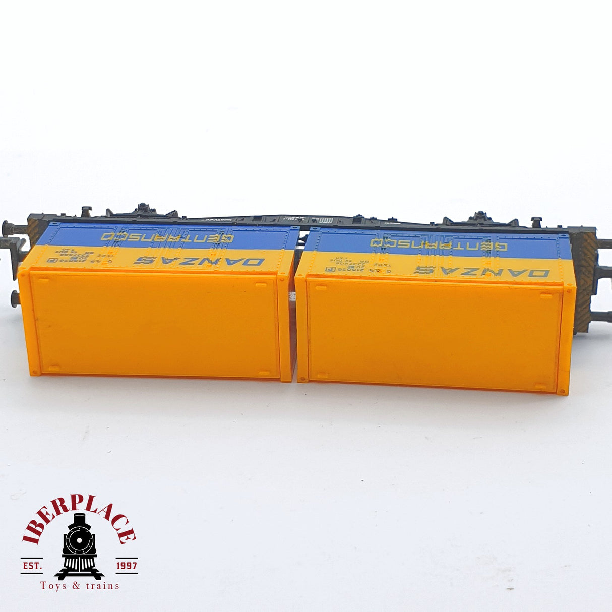 ♻️ 2 mano - Fleischmann 8233 vagón con contenedores DANZAS Gentransco DB N escala 1:160 TEN06